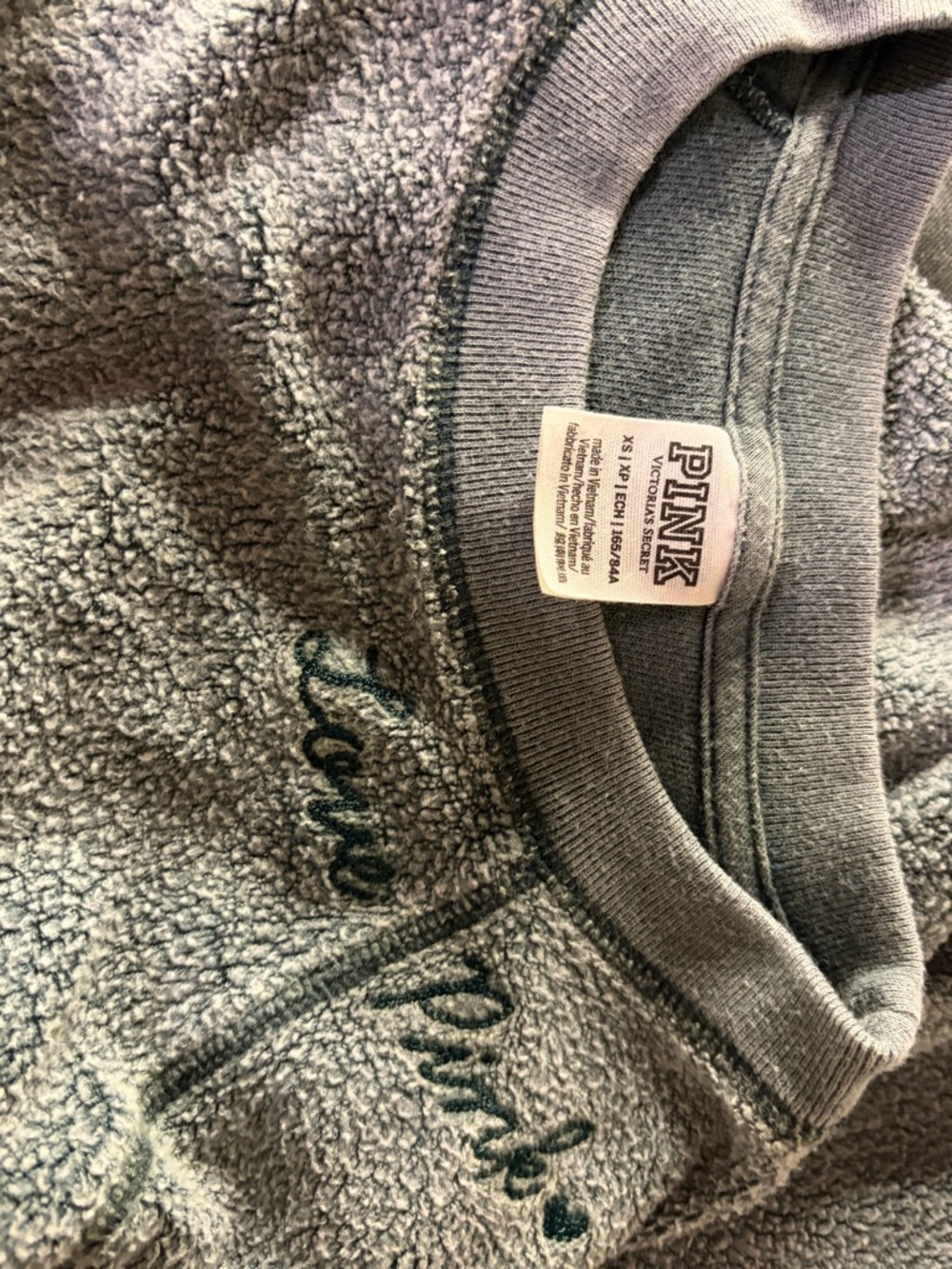 PINK Victoria's Secret Gray Sherpa Pullover Hoodie